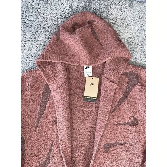 Nike NSW Phoenix Cozy Boucle Long Knit Cardigan Size XS Women Plum FD4282-208 - Picture 5 of 6